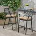Roberta Outdoor Barstool with Cushion (Set of 2) Antique Matte Black and Tuscany