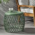 Harvey Outdoor 19 Inch Diameter Lattice Iron Side Table Matte Green