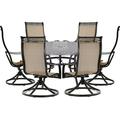 Hanover Manor 7-Piece Aluminum Outdoor Dining Set in Cedar Seats 6