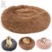 Gustave Pet Dog Calming Bed Self-Warming Round Cushion Bed Luxurious Faux Fur Donut Cuddler Soft Plush Comfortable for Sleeping Brown 80CM