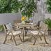 Jordy Outdoor 5 Piece Acacia Wood Dining Set with Round Table Gray CrÃ¨me