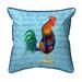 Betsy Drake SN037B 12 x 12 in. Blue Rooster Script - Small Indoor & Outdoor Pillow