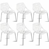 Costway Set Of 6 Birch Sapling Plastic Dining Side Chairs Stackable Accent Armless White