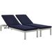 Hawthorne Collections Aluminum Patio Chaise Lounge in Navy (Set of 2)