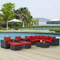 Modway Summon 10 Piece Outdoor Patio SunbrellaÂ® Sectional Set in Canvas Red