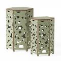 Wayne Outdoor Iron Accent Tables Set of 2 Green