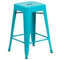 Flash Furniture Kai Commercial Grade 24 High Backless Crystal Teal-Blue Indoor-Outdoor Counter Height Stool