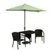 Blue Star Group Terrace Mates Adena All-Weather Wicker Java Color Table Set w/ 7.5 -Wide OFF-THE-WALL BRELLA - Antique Beige Olefin Canopy