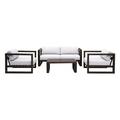 Armen Living Paradise 4PC Wood Outdoor Sofa Seating Set in Dark Wood/Light Gray