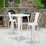 Flash Furniture 4 Pack 30 High Metal Indoor-Outdoor Barstool with Back - Kitchen Furniture White