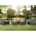 Furniture of America Stella Contemporary Brown Aluminum 5-Piece Outdoor Sofa Set by Brown/Espresso