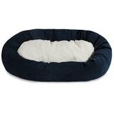 Majestic Pet Sherpa Villa Velvet Bagel Pet Bed for Dogs Calming Dog Bed Washable Medium Navy Blue