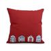 Simply Daisy 20 x 20 Beach Huts Geometric Print Outdoor Pillow Red