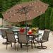 Zeny 10 ft Patio Backyard Umbrella LED Solar Power W/ Crank Lift System Tan