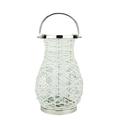 Northlight 16.25 Modern White Decorative Woven Iron Pillar Candle Lantern with Glass Hurricane