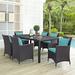 Modway Convene 7 Piece Outdoor Patio Dining Set in Espresso Turquoise