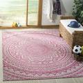 SAFAVIEH Courtyard Josiah Floral Medallion Indoor/Outdoor Area Rug 5 3 x 7 7 Light Grey/Fuchsia