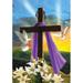 Easter Sunrise Religious Garden Flag Cross Doves Lilies 12.5 x 18