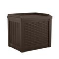 Suncast Outdoor 22 Gallon Resin and Wicker Deck Box Java Brown 17 in D x 20.5 in H x 22 in W 11.25 lb