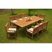 Teak Dining Set: 8 Seater 9 Pc: 94 Double Extension Dining Rectangle Table And 8 Devon Arm/Captain Chairs Outdoor Patio Grade-A Teak Wood WholesaleTeak #WMDSDV11