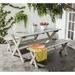 SAFAVIEH Outdoor Collection Marina 3-Piece Dining Set & 2 Benches Grey/White