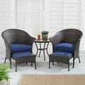 Mainstays Arlington Glen 5 Piece Outdoor Wicker Leisure Set Blue