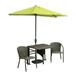 Blue Star Group Terrace Mates Daniella All-Weather Wicker Coffee Color Table Set w/ 7.5 -Wide OFF-THE-WALL BRELLA - Yellow Sunbrella Canopy