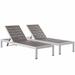 Shore Set of 2 Outdoor Patio Aluminum Chaise Silver Gray Size : 76 Lx25 Wx12 H