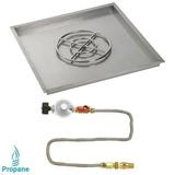American Fireglass 36 in. Square Stainless Steel Drop-In Pan with Match Light Kit - Propane
