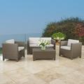 Cascada 4 Piece Wicker Chat Set with Cushions and Cover Brown Ceramic Grey