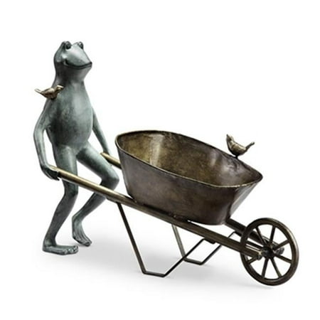 SPI Frog and Bird Wheelbarrow Metal Garden Planter