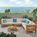 Frankie Outdoor 7 Seater Acacia Wood Sectional Sofa Set Teak and Beige