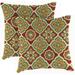 Jordan Manufacturing 18 x 18 Adonis Jewel Crimson Medallion Square Outdoor Throw Pillow (2 Pack)