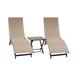 3 Piece Beige and Black Aluminium Folding Table and Reclining Chairs Set 69â€�