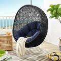 Modway Encase Swing Outdoor Patio Lounge Chair Without Stand in Black Navy