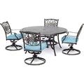 Hanover Traditions 5-Piece Rust-Free Aluminum Outdoor Patio Dining Set with Blue Cushions Blue TRADDN5PCSW-BLU