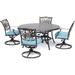 Hanover Traditions 5-Piece Rust-Free Aluminum Outdoor Patio Dining Set with Blue Cushions