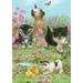 Toland Home Garden Flowers and Kittens Flower Cat Flag Double Sided 28x40 Inch