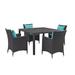 5 Piece Outdoor Patio Furniture Set with Dining Armchair and Dining Table in Turquoise