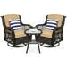 Best Choice Products 3-Piece Patio Wicker Bistro Furniture Set w/ 2 Cushioned Swivel Rocking Chairs Side Table - Beige