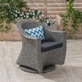 Saylor Outdoor Wicker Swivel Chair Mixed Black Dark Gray