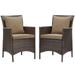 Modway Conduit Outdoor Patio Wicker Rattan Dining Armchair Set of 2 in Brown Mocha