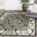 SAFAVIEH Courtyard Dani Damask Bordered Indoor/Outdoor Area Rug 5 3 x 7 7 Black/Sand