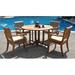 Teak Dining Set:4 Seater 5 Pc - 48 Round Butterfly Table and 4 Stacking Arbor Arm Chairs Outdoor Patio Grade-A Teak Wood WholesaleTeak #WMDSAB4