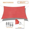 Sunshades Depot 9 x 17 Sun Shade Sail Rectangle 180 GSM HDPE Permeable Curved Edge Canopy Red Custom Size Available Commercial Grade Standard