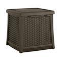 Suncast Elements Outdoor Resin Square Patio Storage Side Table Java