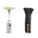 SUNHEAT Classic Umbrella Design Portable Propane Patio Heater with Drink Table Stainless Steel with Round Patio Heater Cover