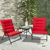 Suncrown Patio Padded Folding 3-Pieces Chair Set Adjustable Reclining Outdoor Furniture Metal Sling Chair with Coffee Table Red