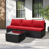 Ainfox 4 Pcs Outdoor Patio Furniture Sofa Set on Clearance Red