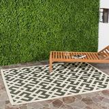 SAFAVIEH Courtyard Alvin Geometric Indoor/Outdoor Area Rug 5 3 x 7 7 Black/Beige